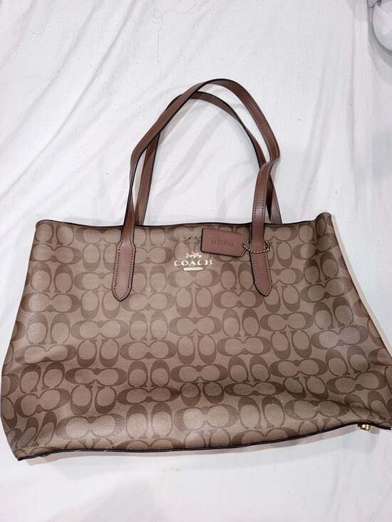 Coach Handbags - COACH F79987 Signature Avenue Carryall Khaki Brown Coated Canvas Tote Handbag